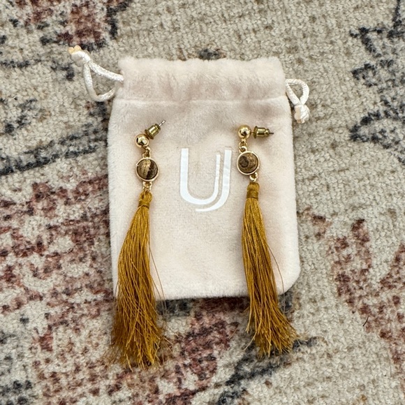 Uncommon James Jewelry - Uncommon James Strawberry Fields Jasper Tassel Earrings, Gold